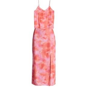 Leith | 2 PC Coral Calypso Color Wash Top & Midi Skirt w/ Side Slit